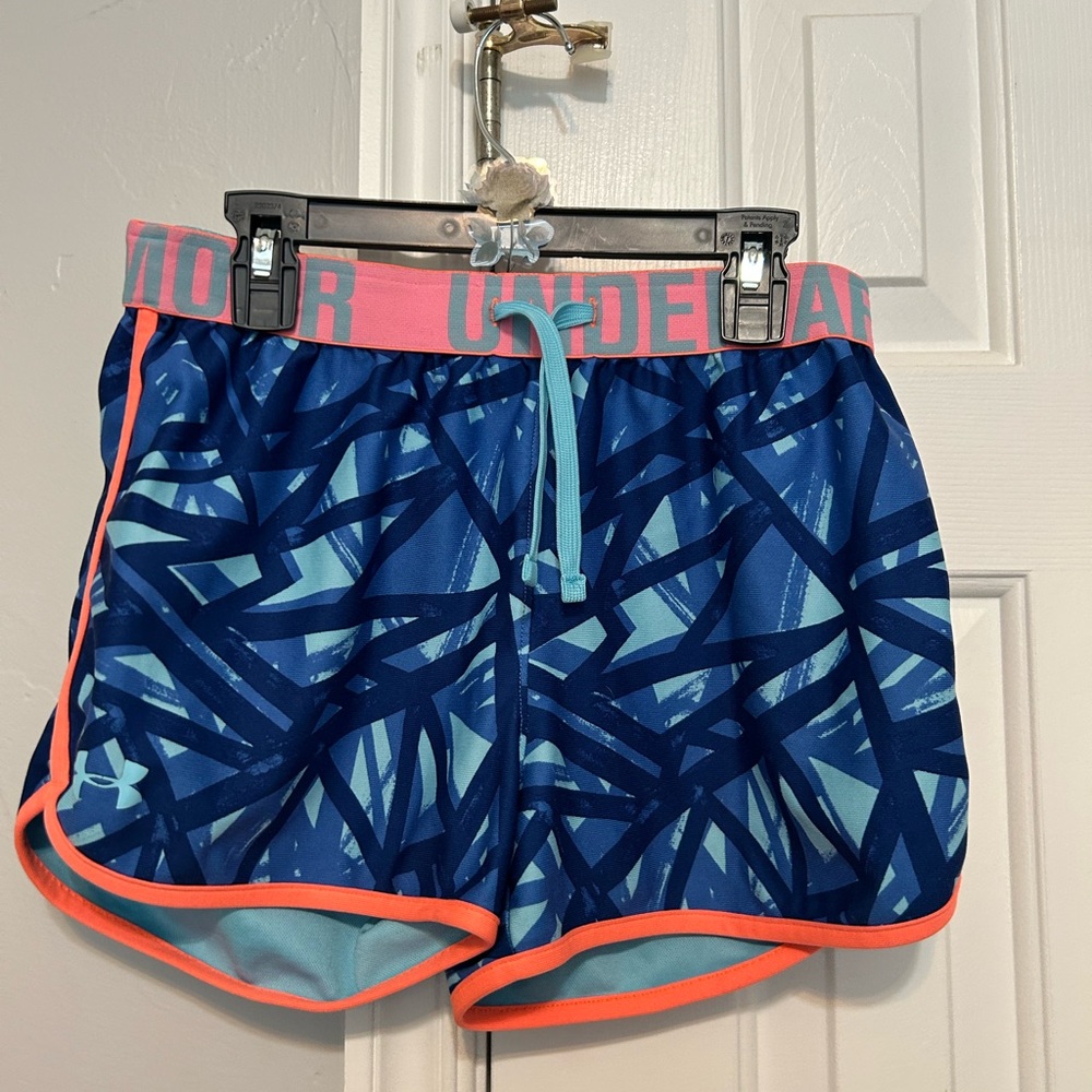 Under Armour Women's Blue and Pink Athletic Shorts